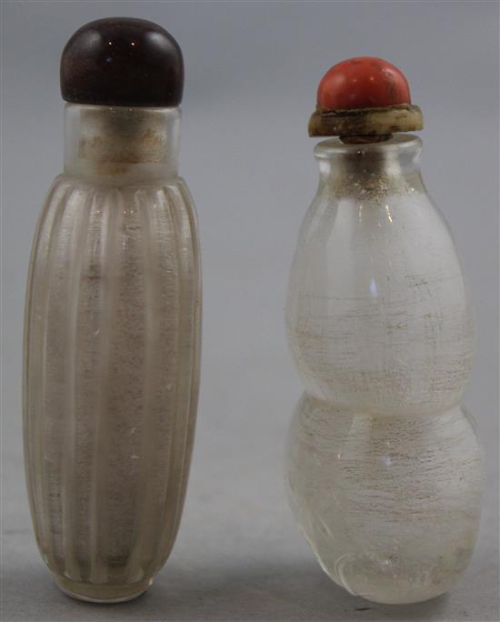 Two Chinese rock crystal snuff bottles, 1800-1900, Richards no.s 463 and 58